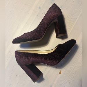 Nine West Plum Pumps Velvet Filigree in-lay